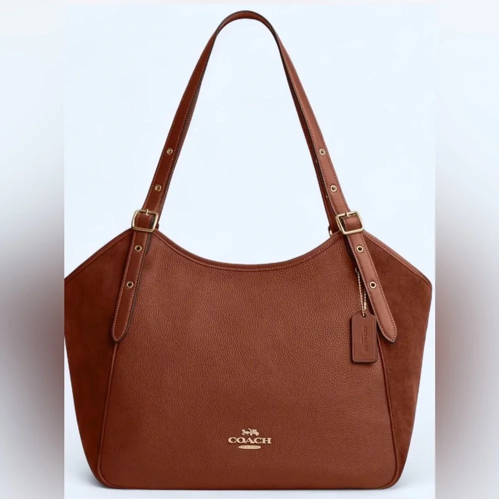 Coach Chestnut Brown Leather Suede Tote - Picture 2 of 14